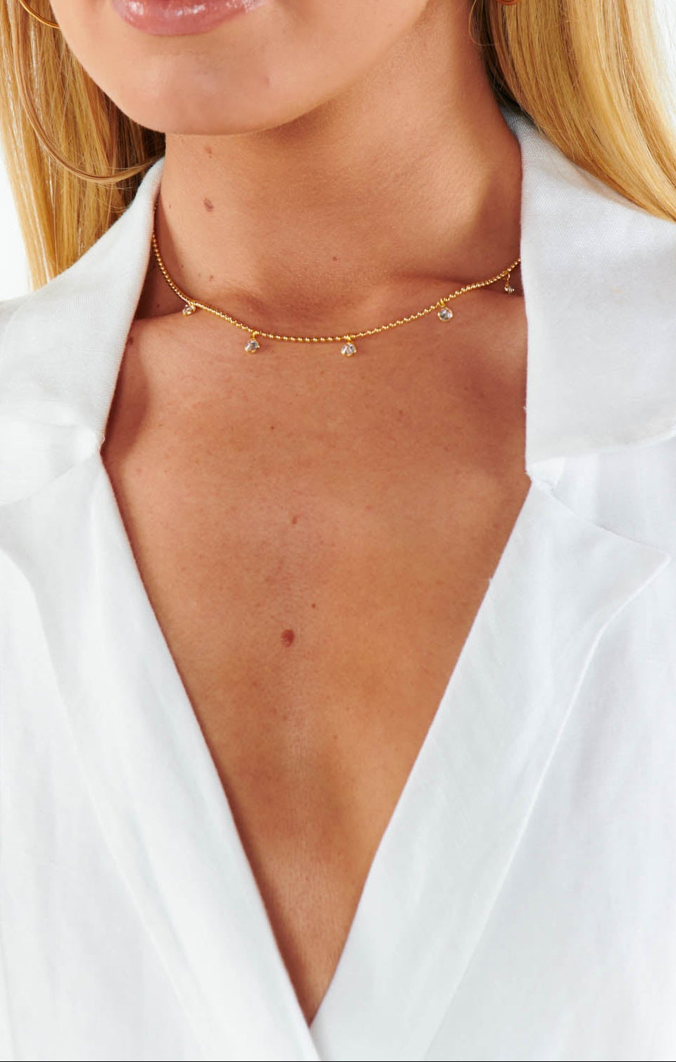 Viviette Vintage Crystal Shaker Necklace