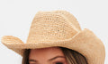 Viviette Vintage Natural Raffia Cowboy Hat – Boho Summer Essential